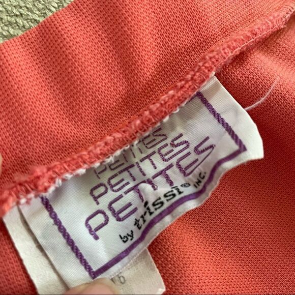 Vintage 70s Petites by Trissi Inc Salmon Polyester Pull On Pants 16 XL - Picture 3 of 5